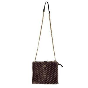 La‎ Diva Purple Velvet Velour Quilted Convertible Crossbody Bag Retro Glam